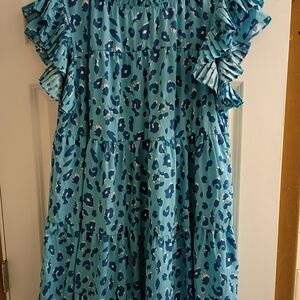 Blue Leopard Print Womens Dress